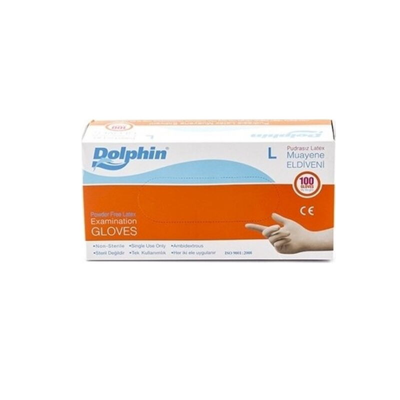 Dolphin Latex Muayene Eldiveni Pudrasız Large 100 Lü