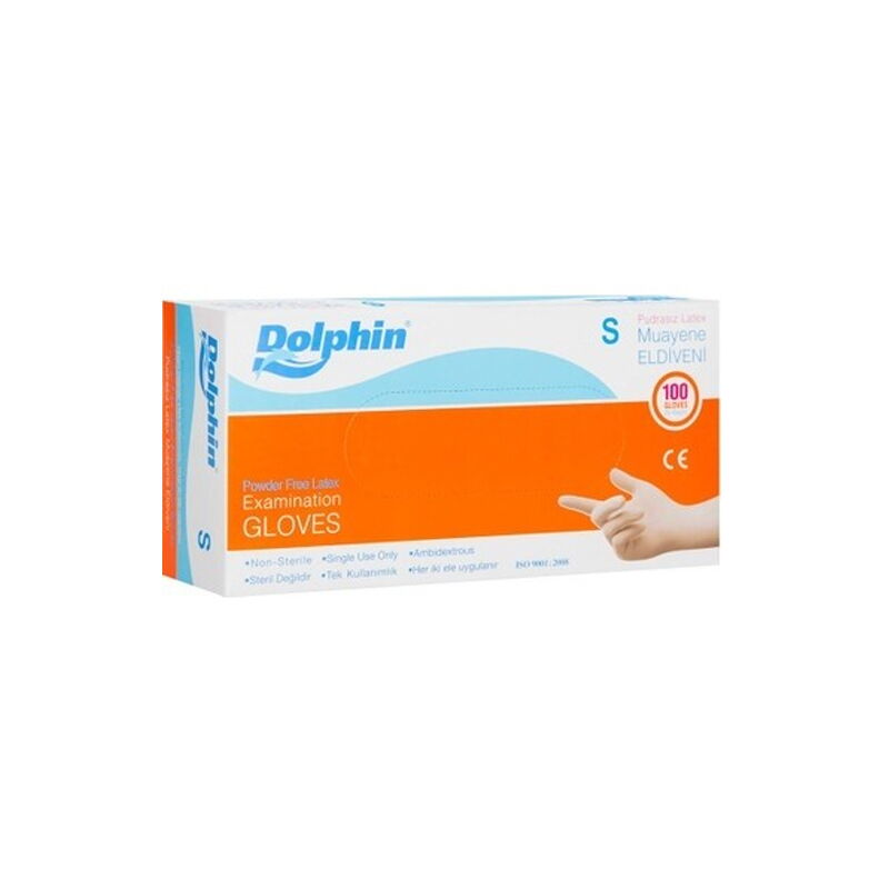 Dolphin Latex Muayene Eldiveni Pudrasız Small 100 Lü