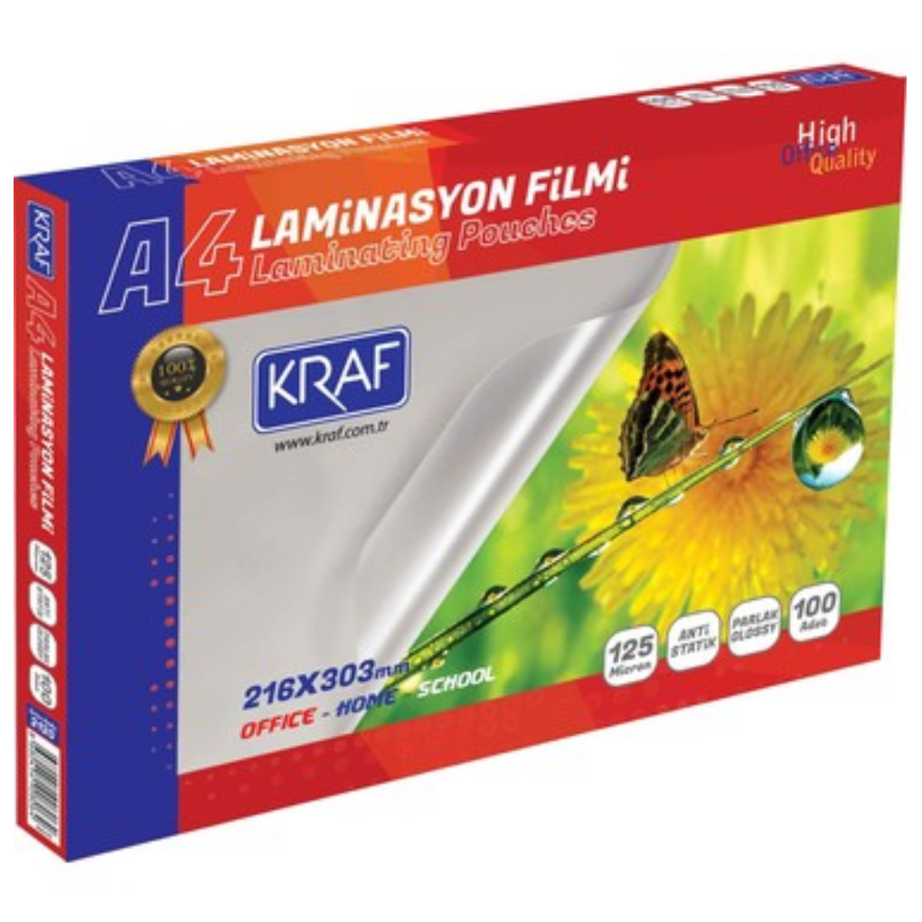 Kraf Laminasyon Filmi Parlak A4 125 Mic. 100 Lü 2124