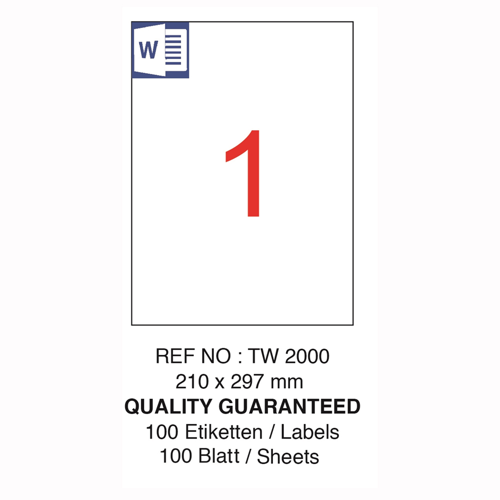 Tanex Laser Etiket Tw-2000 210 X 297 Mm ( 1 ) 100 Lü #2