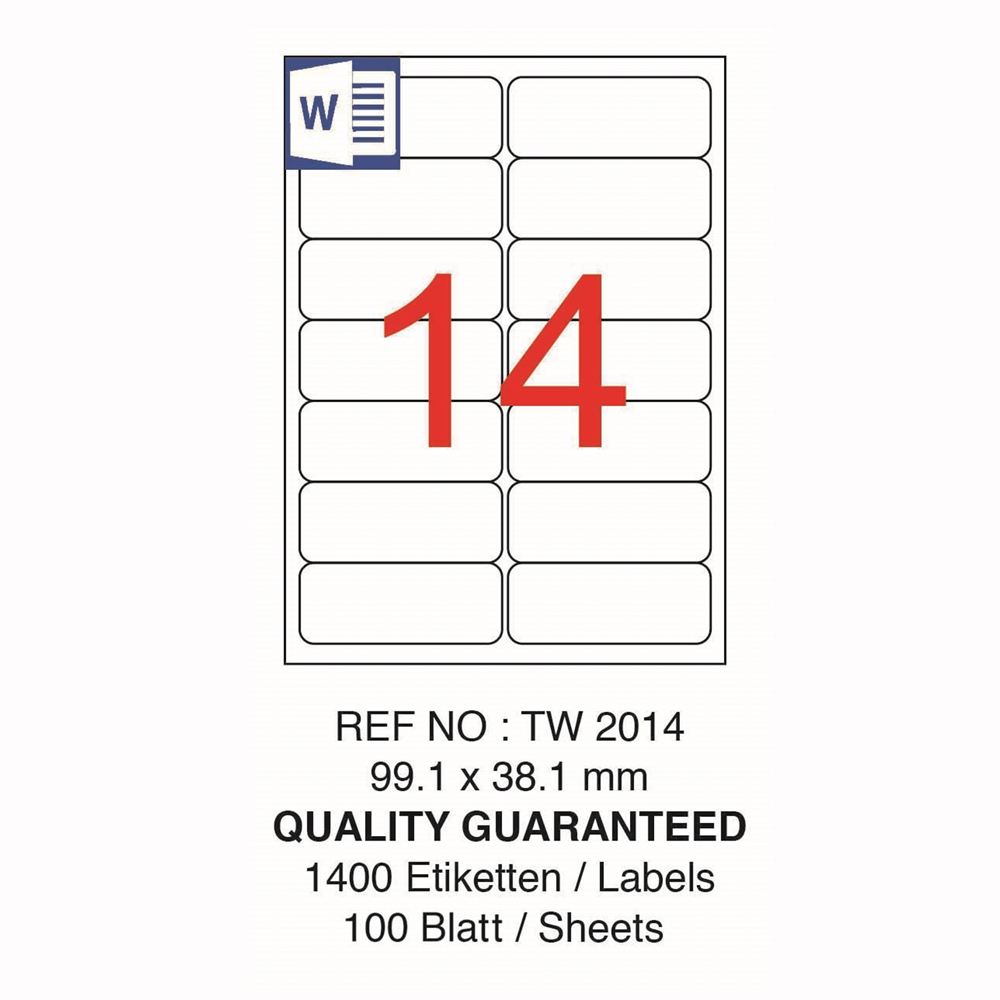 Tanex Laser Etiket Tw-2014 99.1 X 38.1 Mm ( 14 ) 100 #2