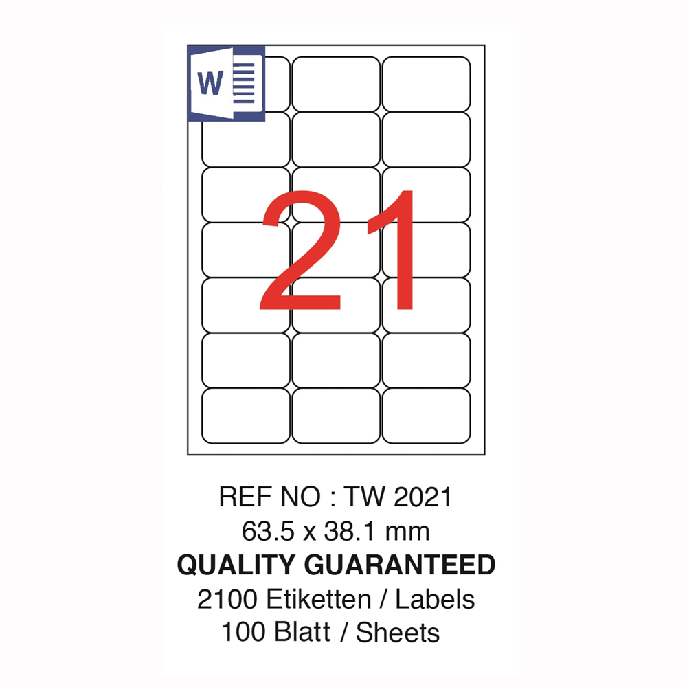 Tanex Laser Etiket Tw-2021 63.5 X 38.1 Mm ( 21 ) 100 #2