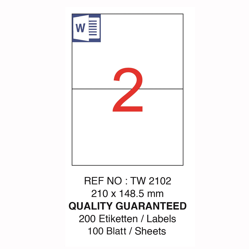 Tanex Laser Etiket Tw-2102 210 X 148.5 Mm ( 2 ) 100  #2