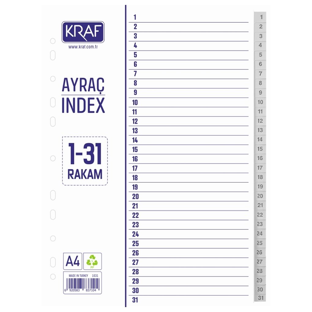 Kraf Seperatör 1031 1-31 Rakam