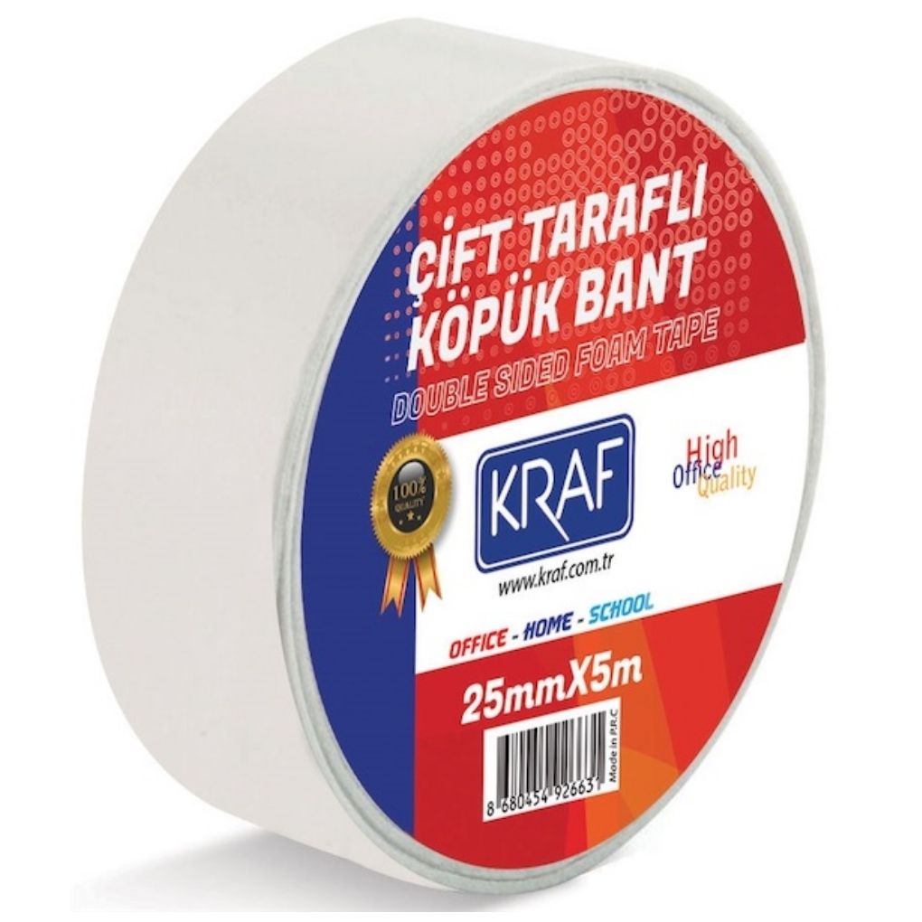 Kraf Çift Taraflı Köpük Bant 25Mm X5M 5025G