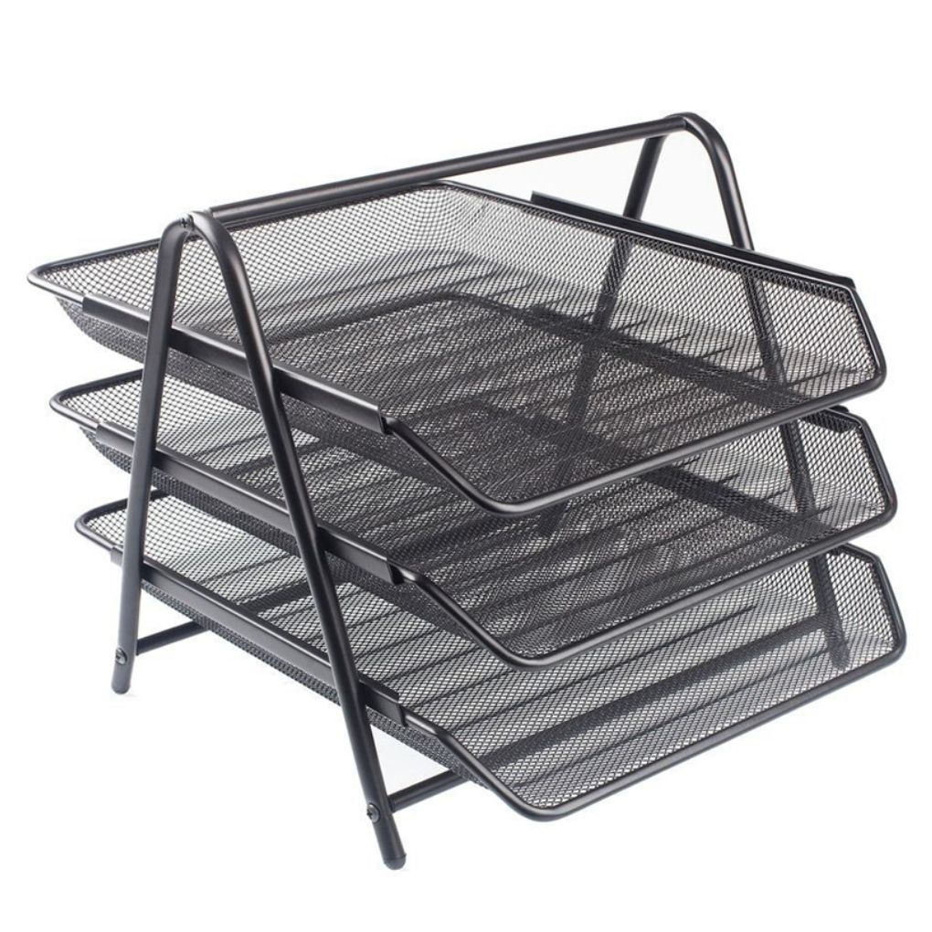 Kraf Perfore Evrak Rafı Metal 3 Katlı 460G Siyah