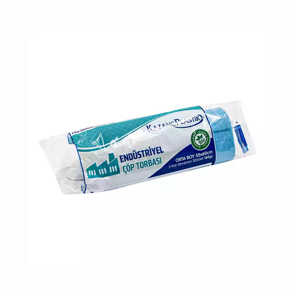 Kazanç Standart Orta Mavi 55X60 Cm 80 Gr Çöp Torbası 20 Li Rulo