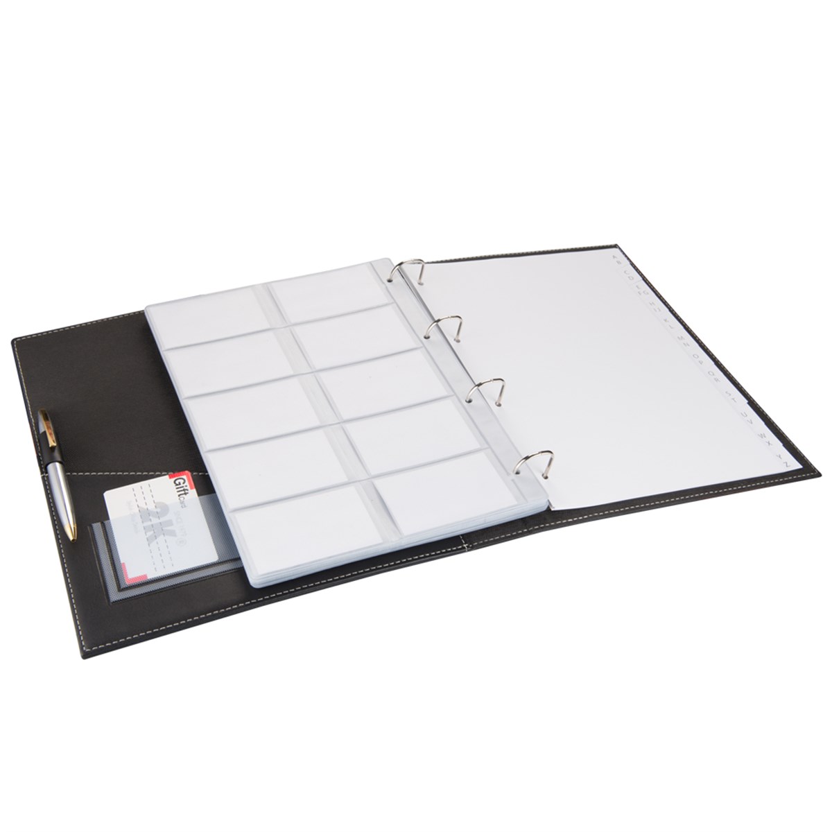 2K Kartvizit Albümü 10 Sıralı 500 Kartlık İndeksli Business Card Album Vegan 26x32 cm Halkalı