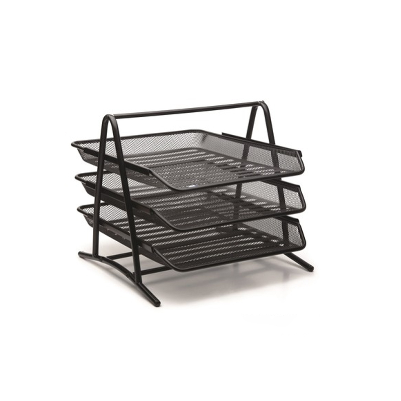 Mas 9304 Bion Metal Perfore Evrak Rafı Siyah 3\'lü