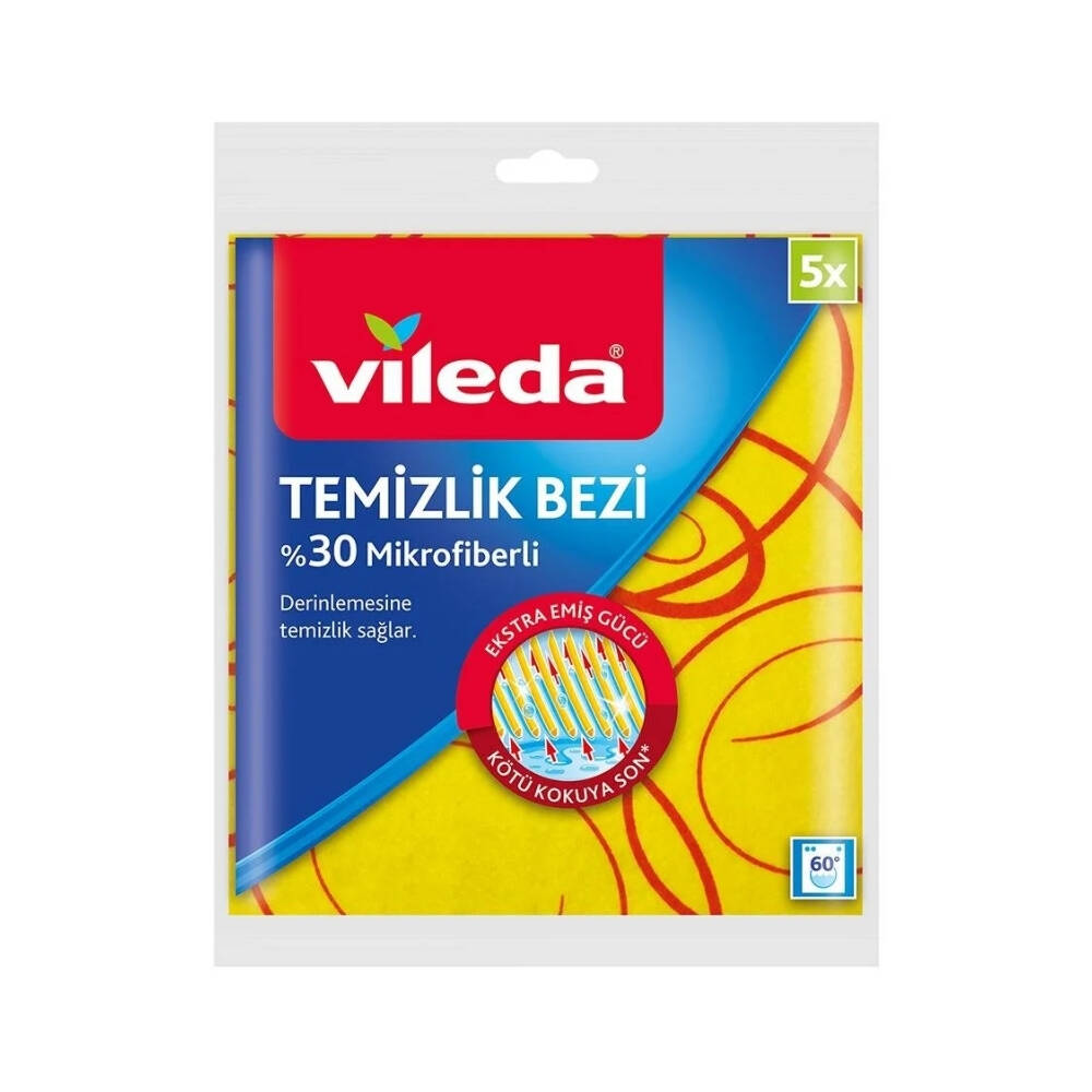 Vileda Bez Sarı Temizlik Bezi 5 Li (%30 Mikrofiberli) 172640