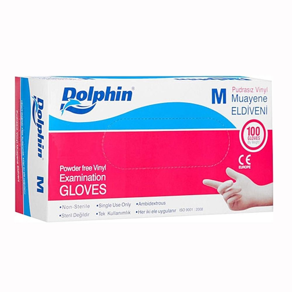 Dolphin Vinil Muayene Eldiveni Pudrasız Medıum 100 Lü