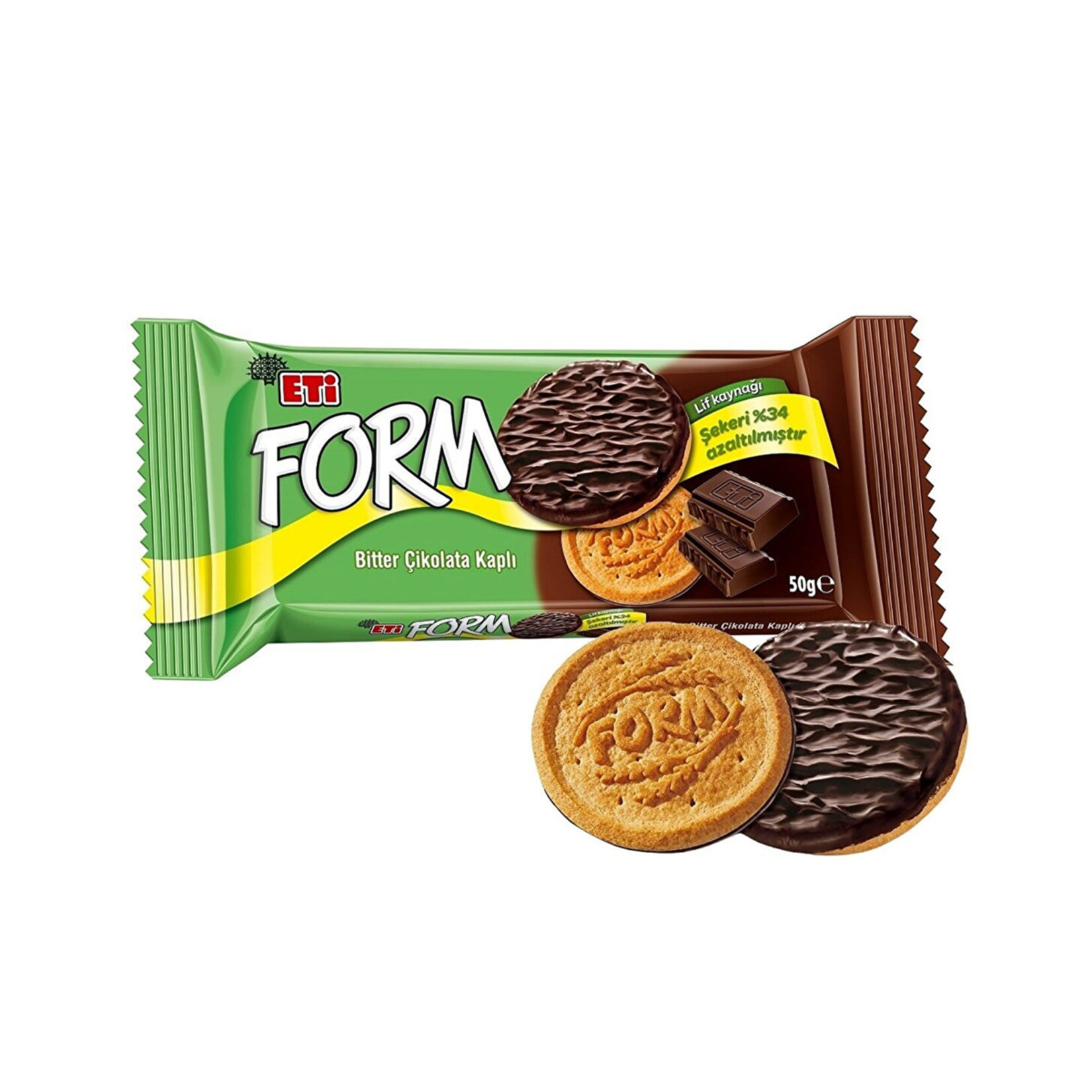 ETİ FORM BİTTER ÇİKOLATA KAPLI LİFLİ BİSKÜVİ 50 G