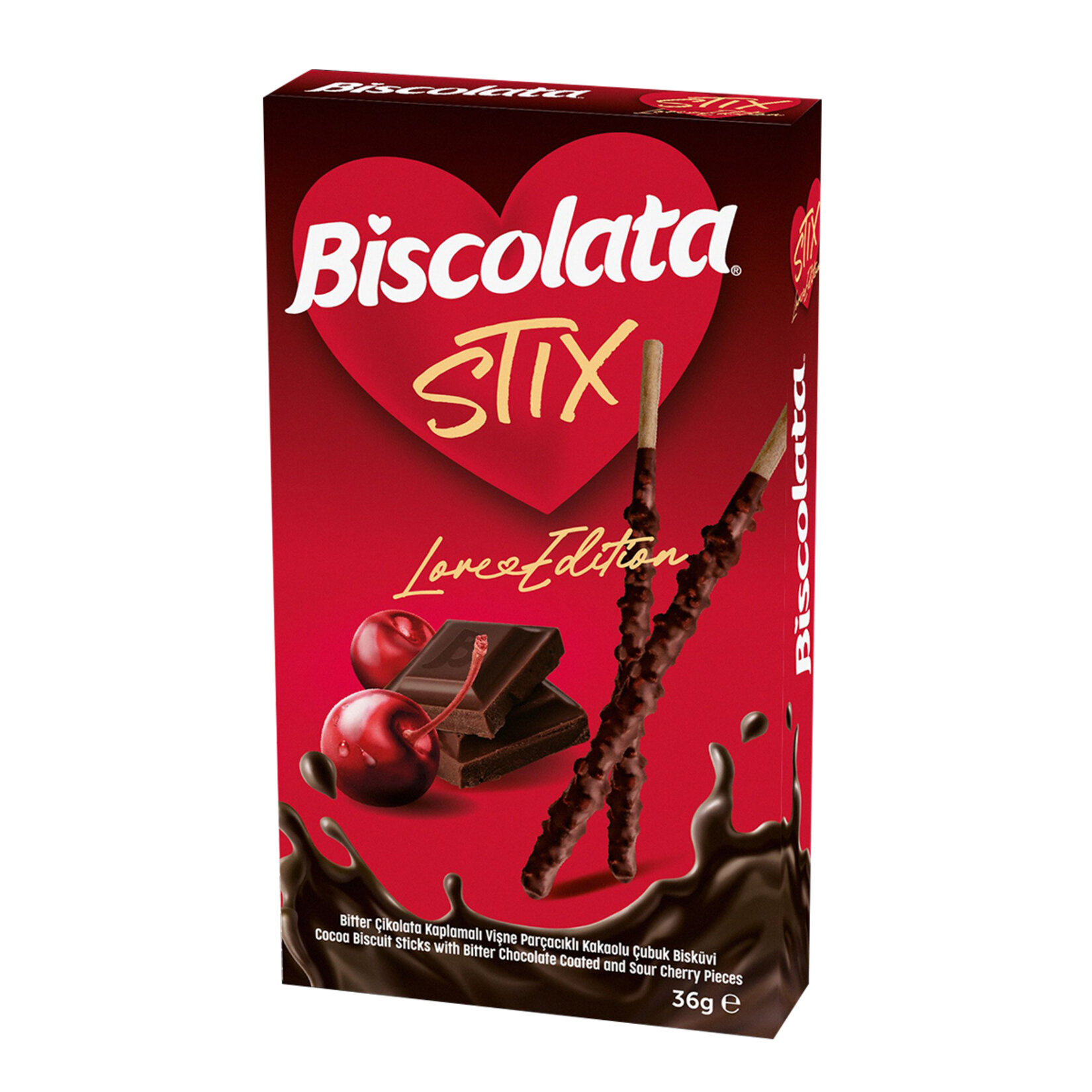 BİSCOLATA STIX LOVE EDITION ÇİKOLATA KAPLI ÇUBUK BİSKÜVİ 36G
