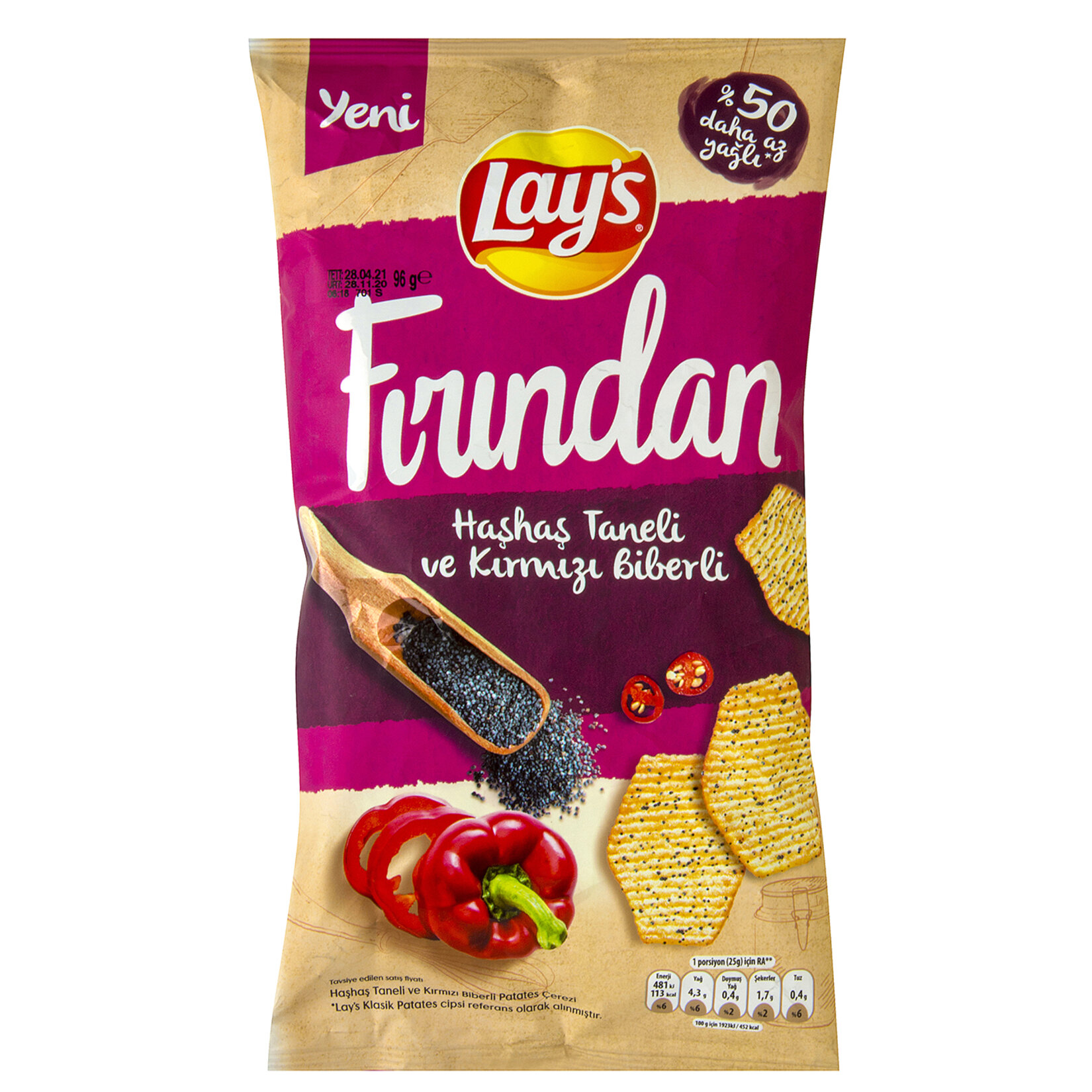 LAYS FIRINDAN HASHAS TANELI KRMIZI BIBERLI 96G