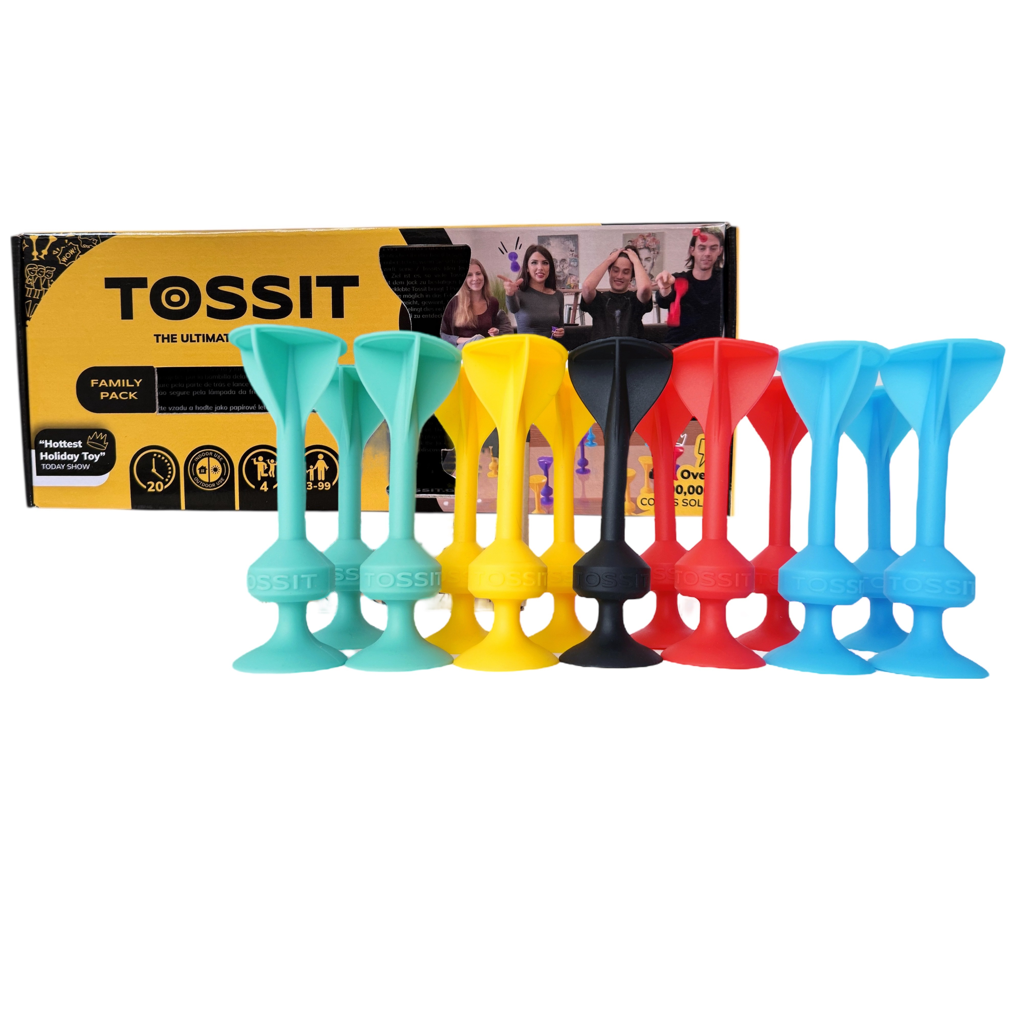 Tossit Silikon Dart -Aile Seti - Kırmızı/Camgöbeği/Mavi/Sarı