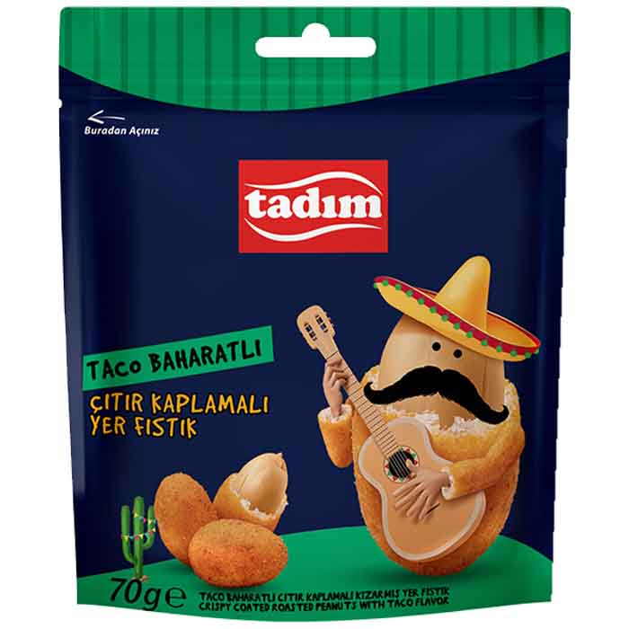 Tadım Taco Baharatlı Çıtır Kaplamalı Yer Fıstığı 70 g