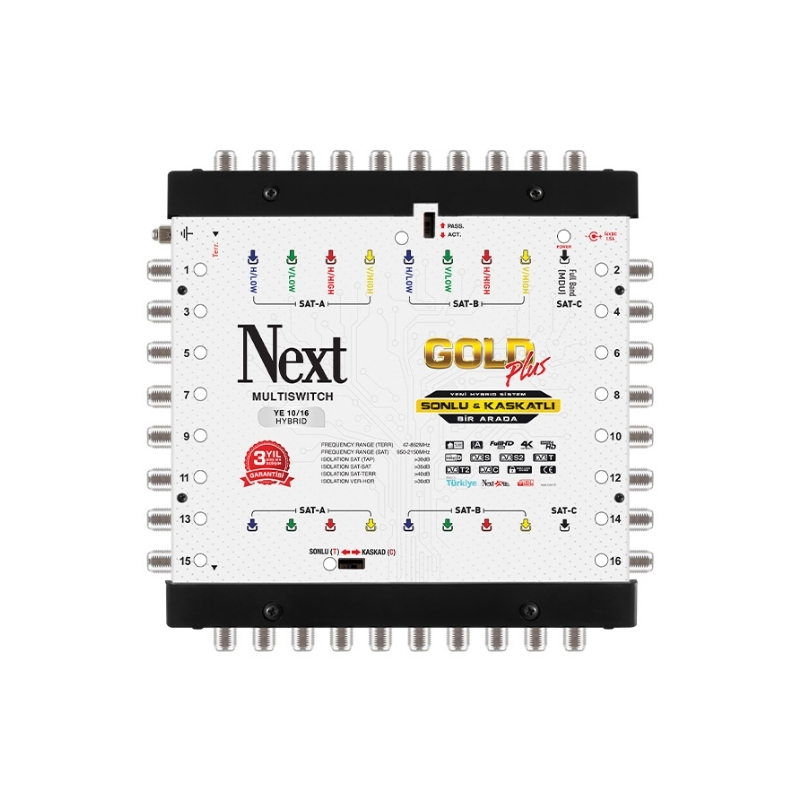 NEXT YE-10/16 Hybrid Sonlu ve Kaskatlı Bir Arada Gold Plus Multiswitch Uydu Santrali 130030