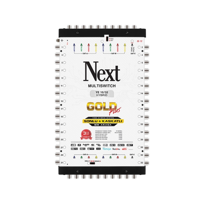 NEXT YE-10/32 Hybrid Sonlu ve Kaskatlı Bir Arada Gold Plus Multiswitch Uydu Santrali 130032