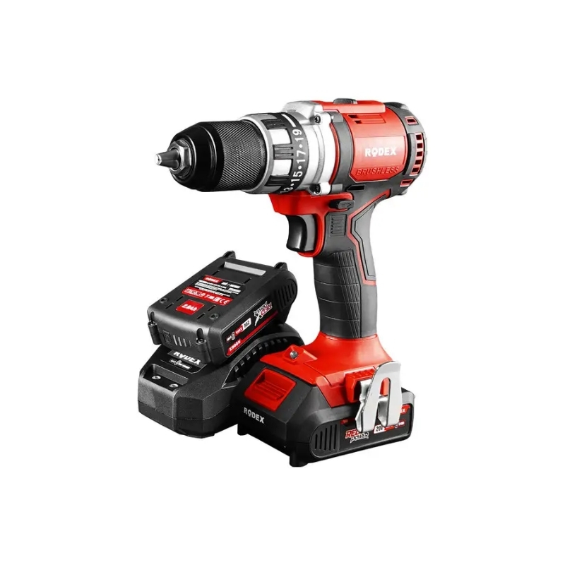 RODEX Akülü Matkap Kömürsüz 13mm 80Nm Tork 2 Vites 20V 2*2A Akü+Şarj Aleti