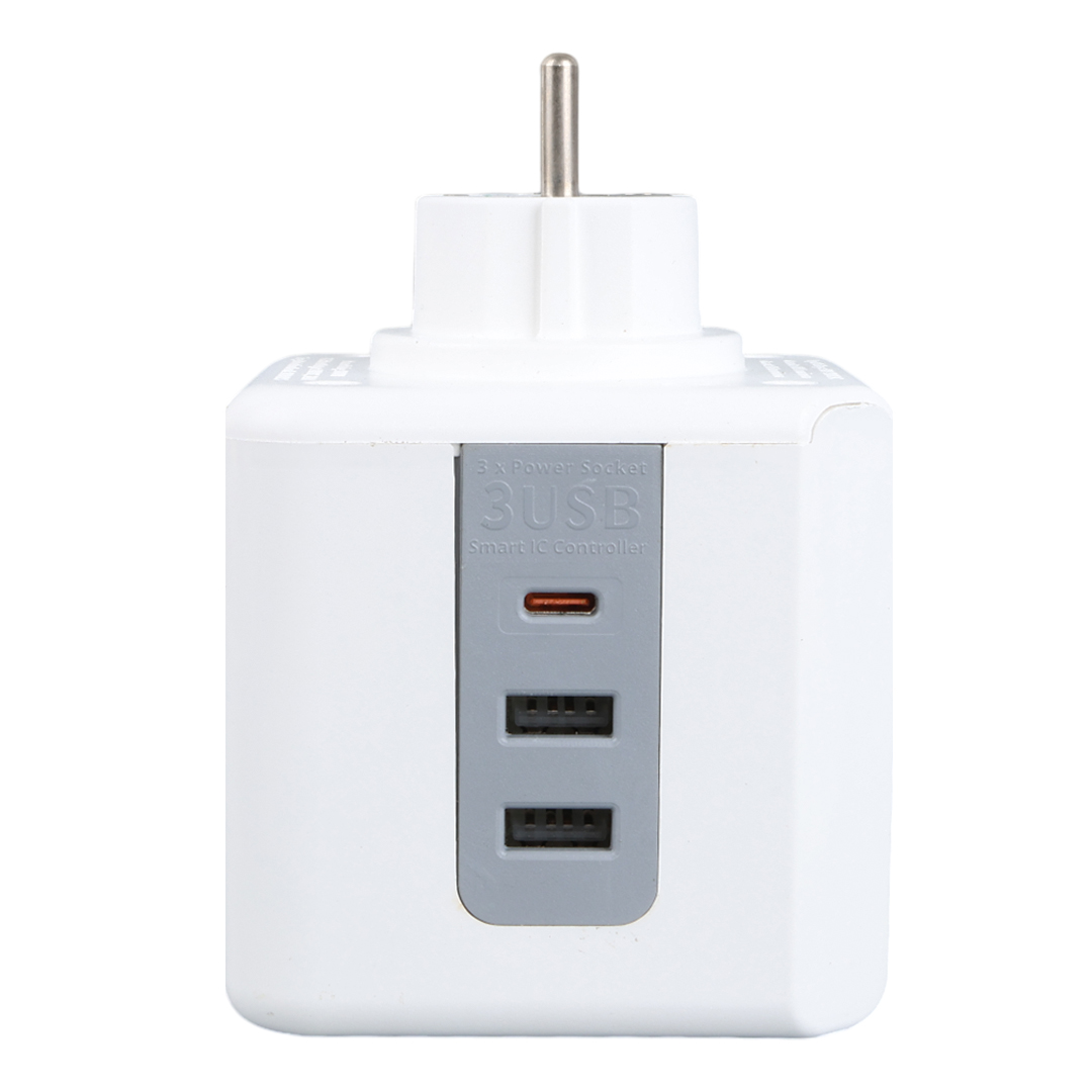 VEA Akım Korumalı Priz 3'lü 2 Usb + 1 Type C'li