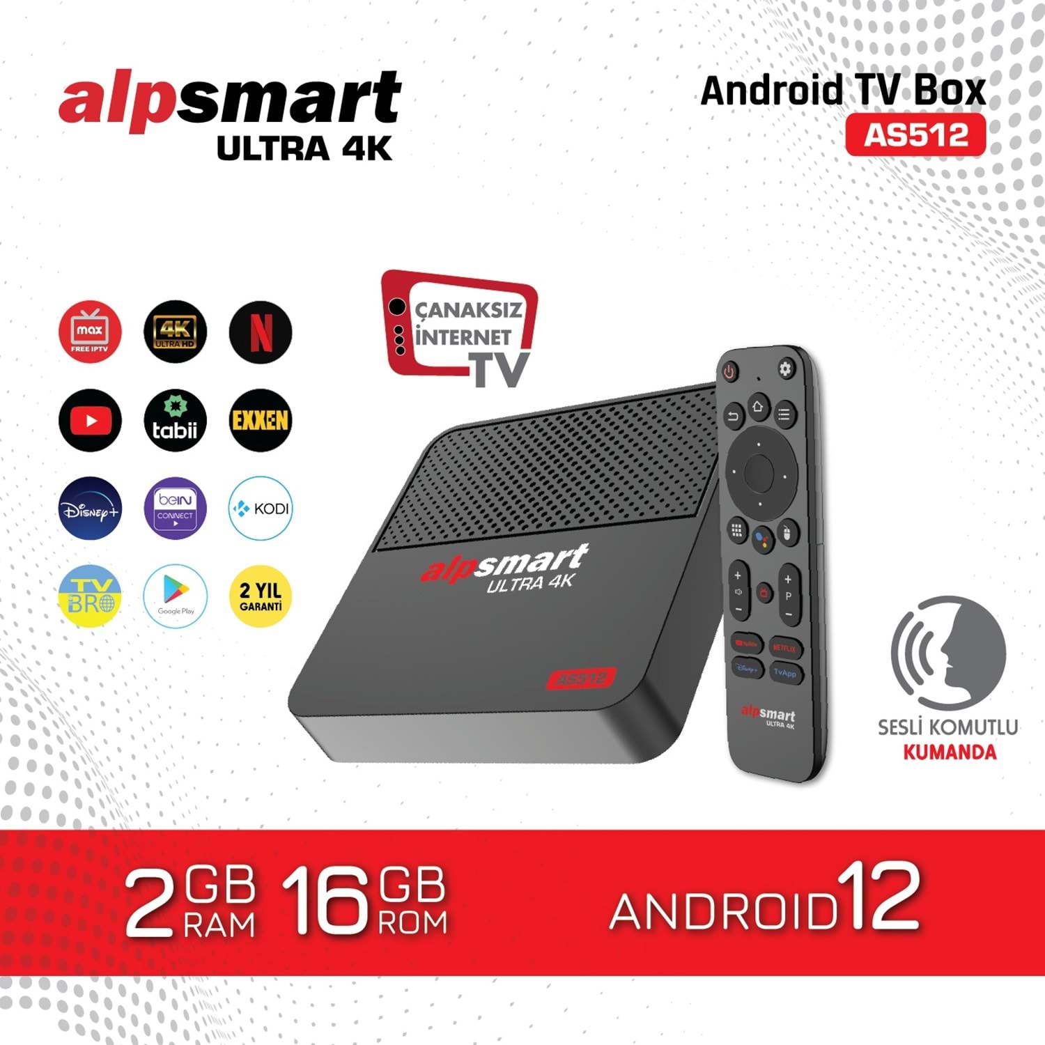 ALPSMART AS512 Android 2 GB Ram 16 GB Hafıza Sesli Komutlu Akılı Kumanda 114046