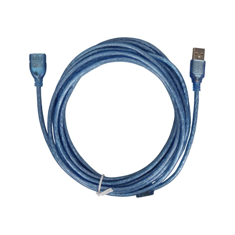 USB Uzatma Kablosu Şeffaf / Mavi 5mt