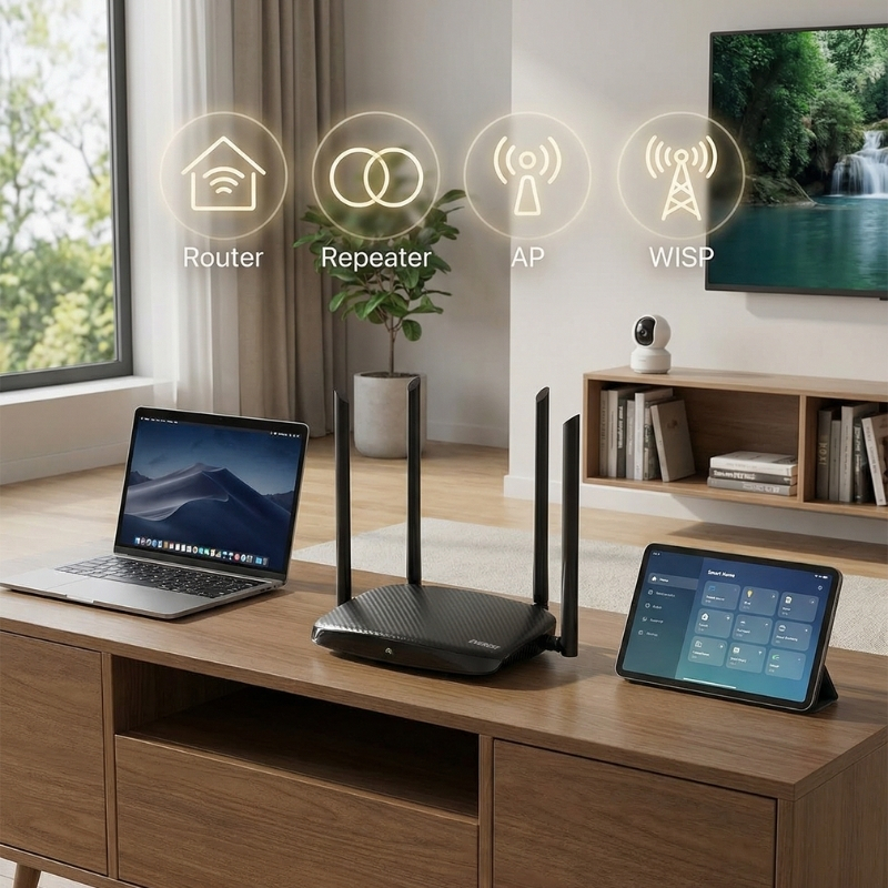 EVEREST EWR-AC5-V3 AC1200MBPS Dualband 4*6DBİ WISP+AP+REPEATER Destekli Kablosuz WIFI Router