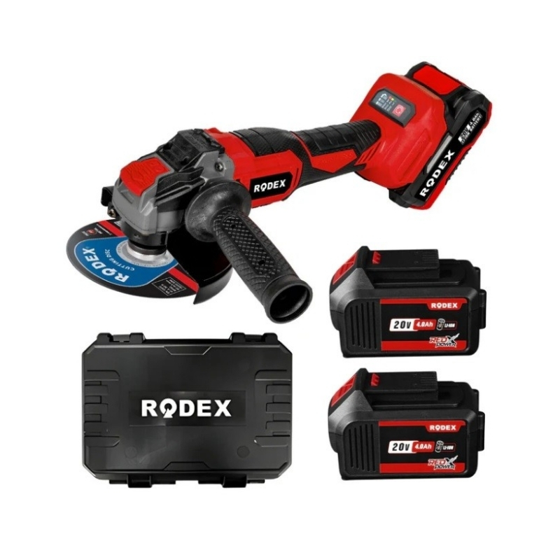 RODEX Avuç Taşlama 100/115/125 mm 0-8500 RPM 2 x LI-ION 20V/4.0Ah BMC