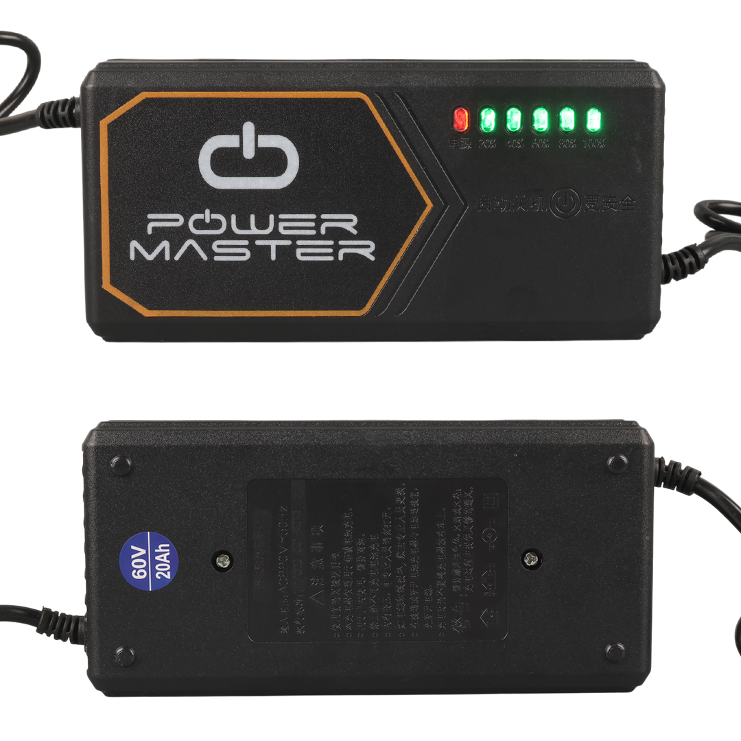 POWERMASTER PM-31801 60 VOLT - 20 Amper IEC C15 Dişi Uçlu Göstergeli Elektrikli Bisiklet Şarj Akü Cihazı (ADJ160-01)