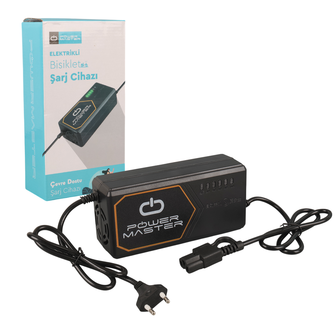 POWERMASTER PM-31801 60 VOLT - 20 Amper IEC C15 Dişi Uçlu Göstergeli Elektrikli Bisiklet Şarj Akü Cihazı (ADJ160-01)
