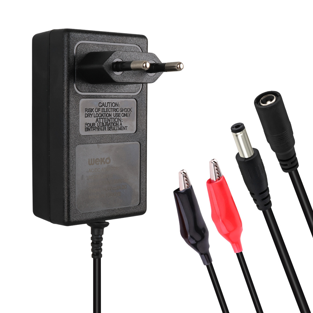 WEKO 14.4 Volt- 2 Amper 5.5*2.5 Uçlu Krokodil Aparatlı Yerli Üretim Akü Şarj Cihazı