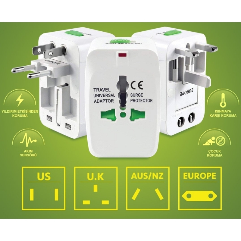 NARİTA NRT-640 Universal Çoklu Priz Çevirici Seyahat Adaptörü Kutulu (125V-250V-6A-13A)