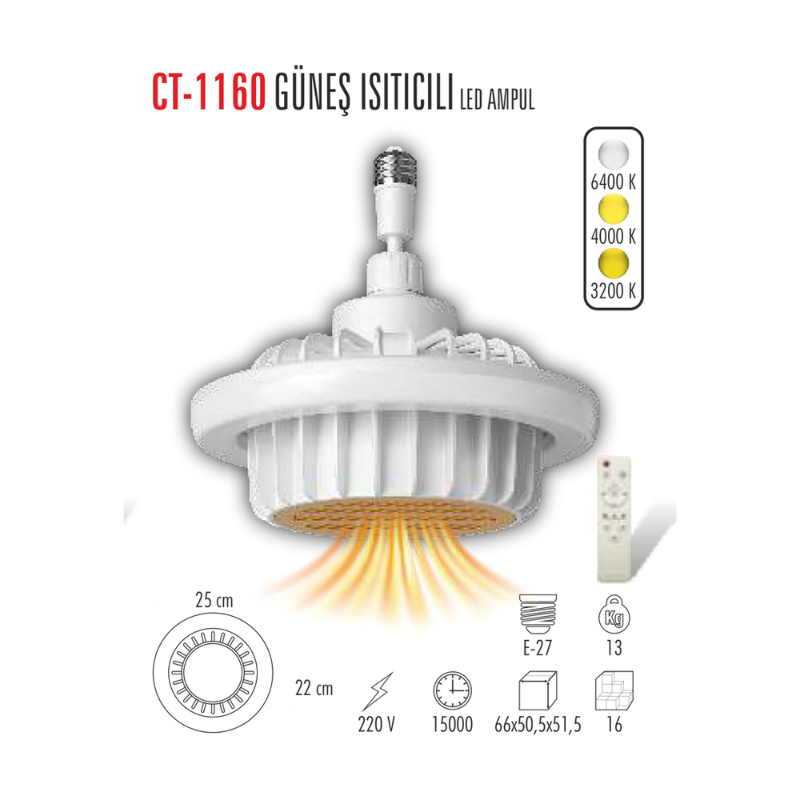 CATA Güneş Isıtıcılı Led Ampul