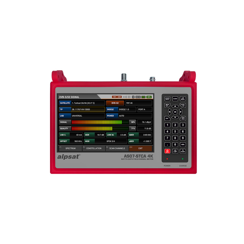 ALPSAT Satfinder AS07-STCA 4K DVB S-S2/T-T2/C/J.83/ISDB-T Görüntülü Uydu Bulucu + Kamera Test Cihazı
