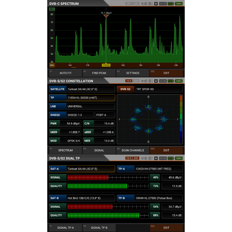 ALPSAT Satfinder AS07-STCA 4K DVB S-S2/T-T2/C/J.83/ISDB-T Görüntülü Uydu Bulucu + Kamera Test Cihazı