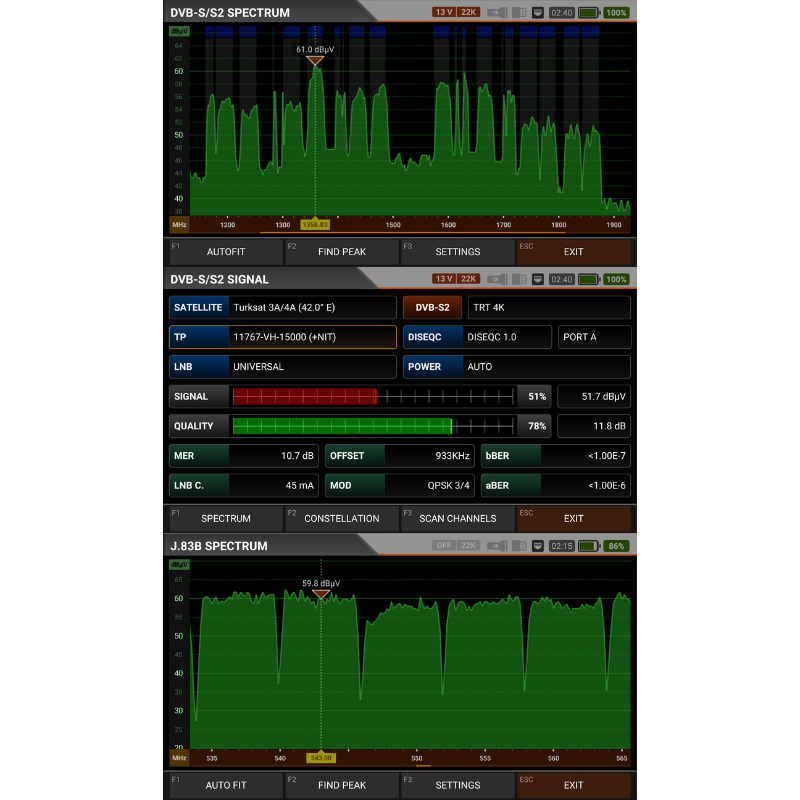 ALPSAT Satfinder AS07-STCA 4K DVB S-S2/T-T2/C/J.83/ISDB-T Görüntülü Uydu Bulucu + Kamera Test Cihazı