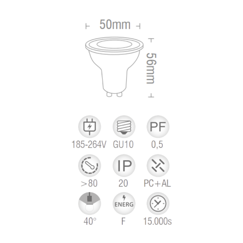 Çanak Ampul Led GU10 3000K 7W hLite