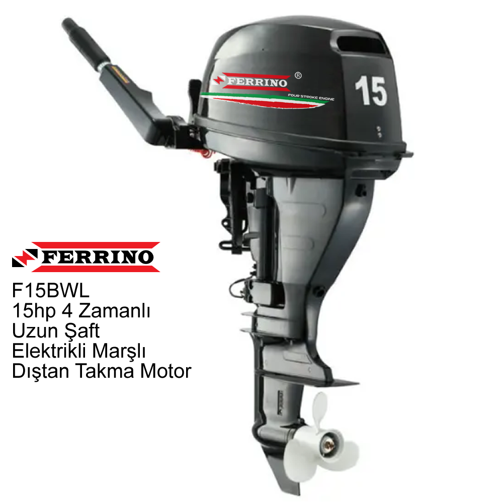 Ferrino 15Hp 4T Dıştan Takma Motor (Model:F15BWL) Uzun Şaft Marşlı