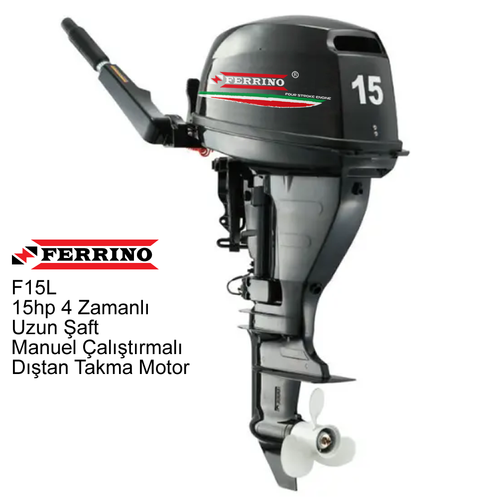 Ferrino 15Hp 4T Dıştan Takma Motor (Model:F15BWL-R) Uzun Şaft Manuel