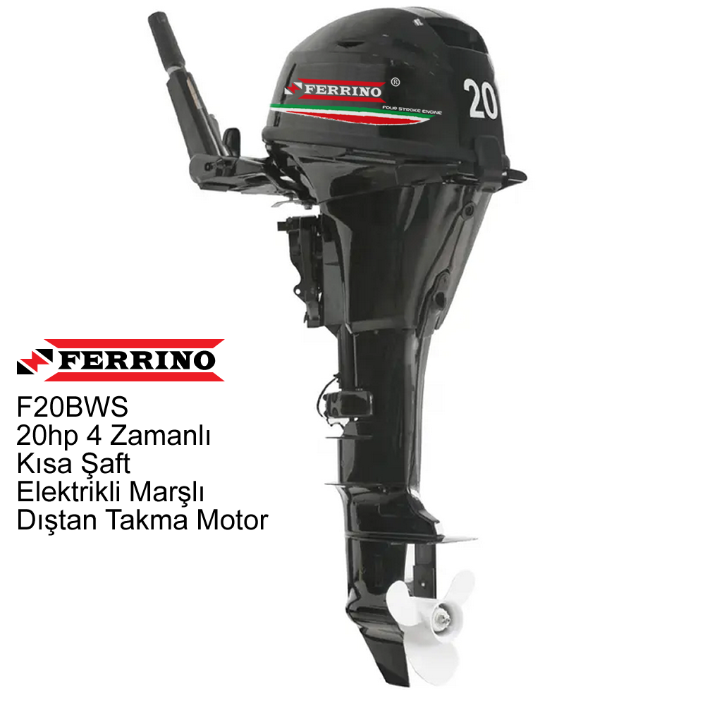 Ferrino 20Hp 4T Dıştan Takma Motor (Model:F20BWS) Kısa Şaft Marşlı