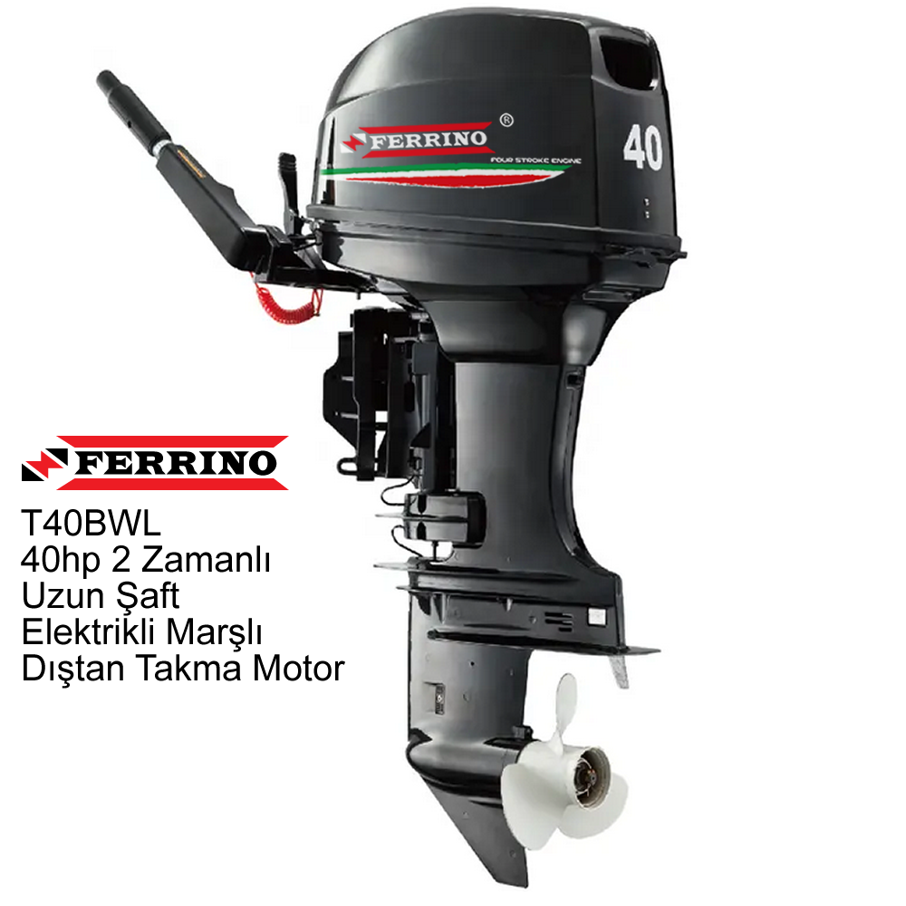 Ferrino 40Hp Dıştan Takma Motor (Model:T40BWL-R) Uzun Şaft Marşlı