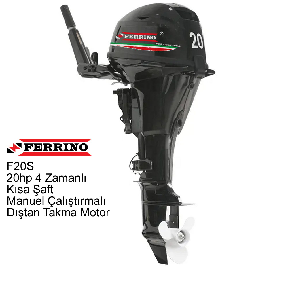 Ferrino 20Hp 4T Dıştan Takma Motor (Model:F20BMS) Kısa Şaft Manuel