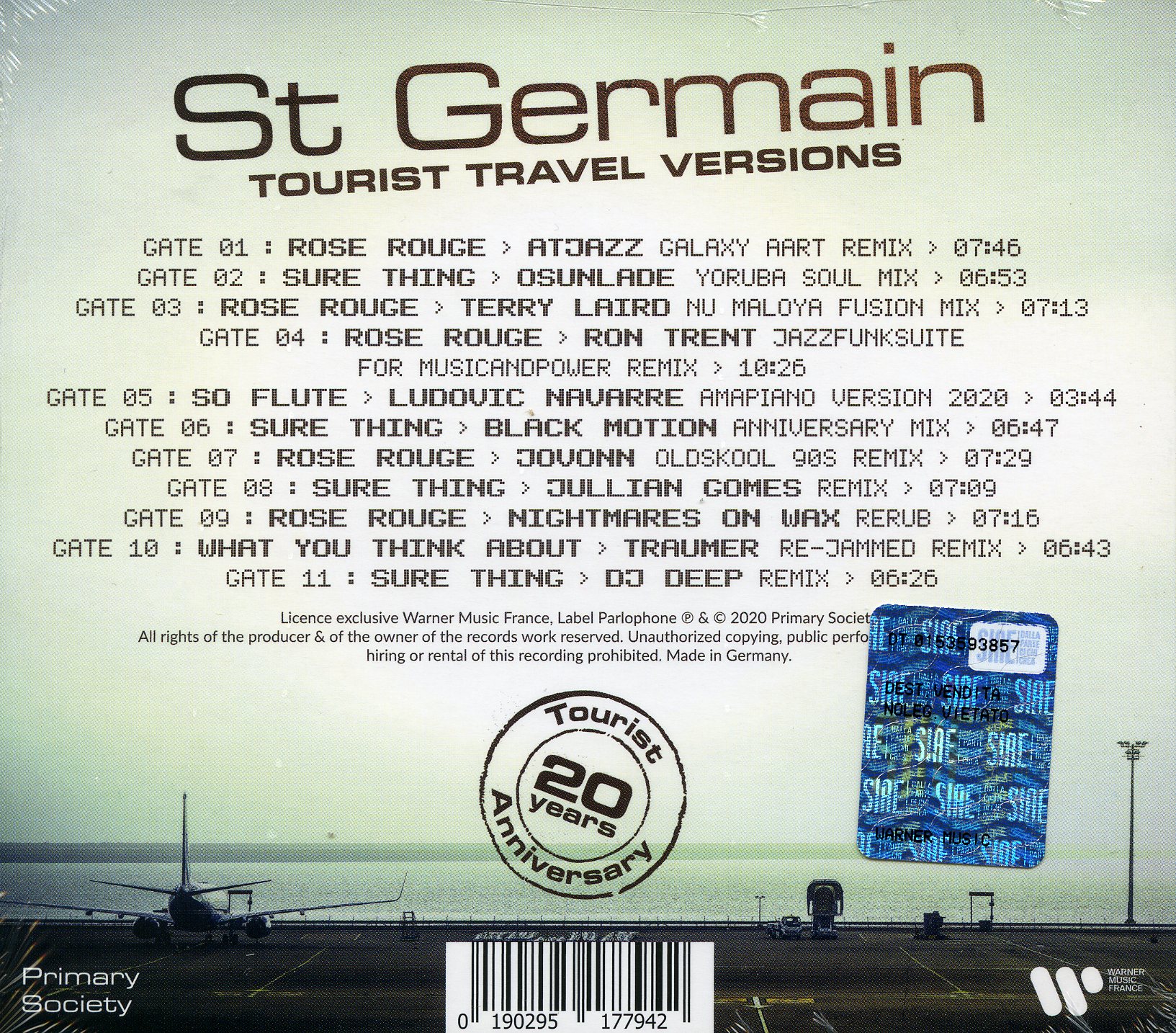 St Germain Tourist (20°Th Anniversary Travel Versions Edt.) Lp