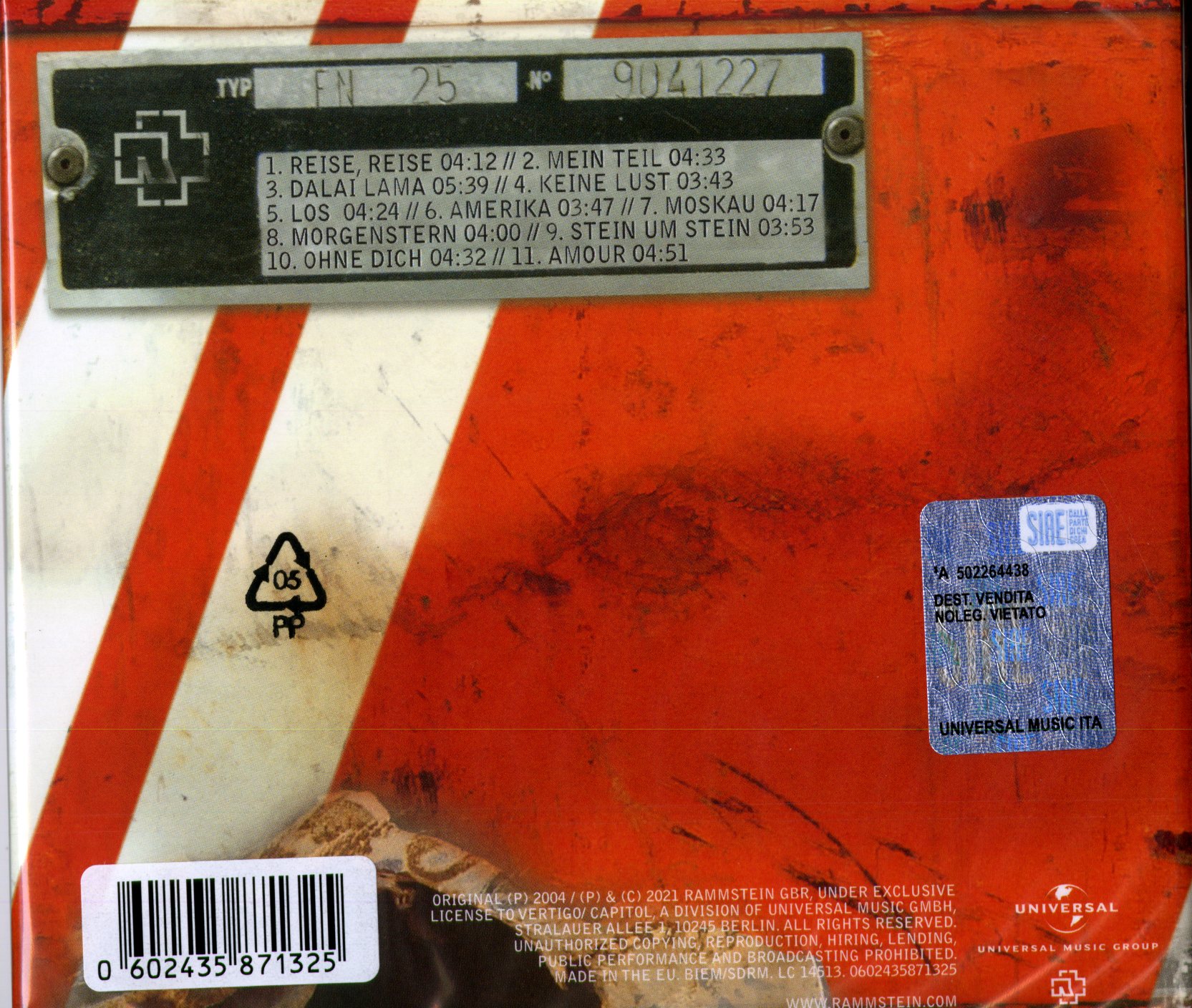 Rammstein Reise, Reise (Digipak Remastered Limited Edt.) Cd