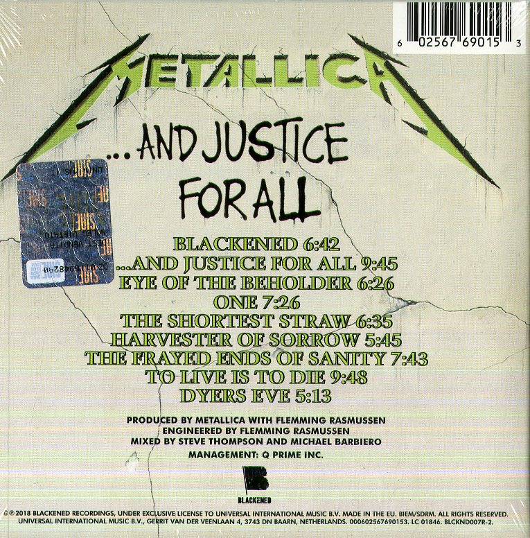 Metallica And Justice For All (30Th Anniversary Rimasterizzato