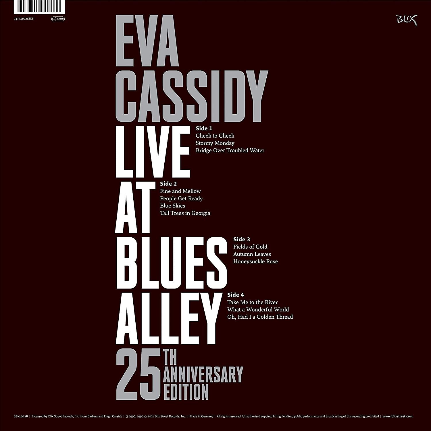 Cassidy Eva Live At Blues Alley Lp | Discoteca Laziale