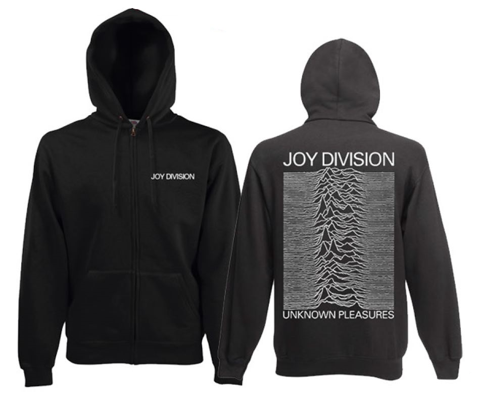 Joy Division Felpa (xl) Unknown Pleasures Zipped Hoodie (black) Con  Cappuccio FELPE