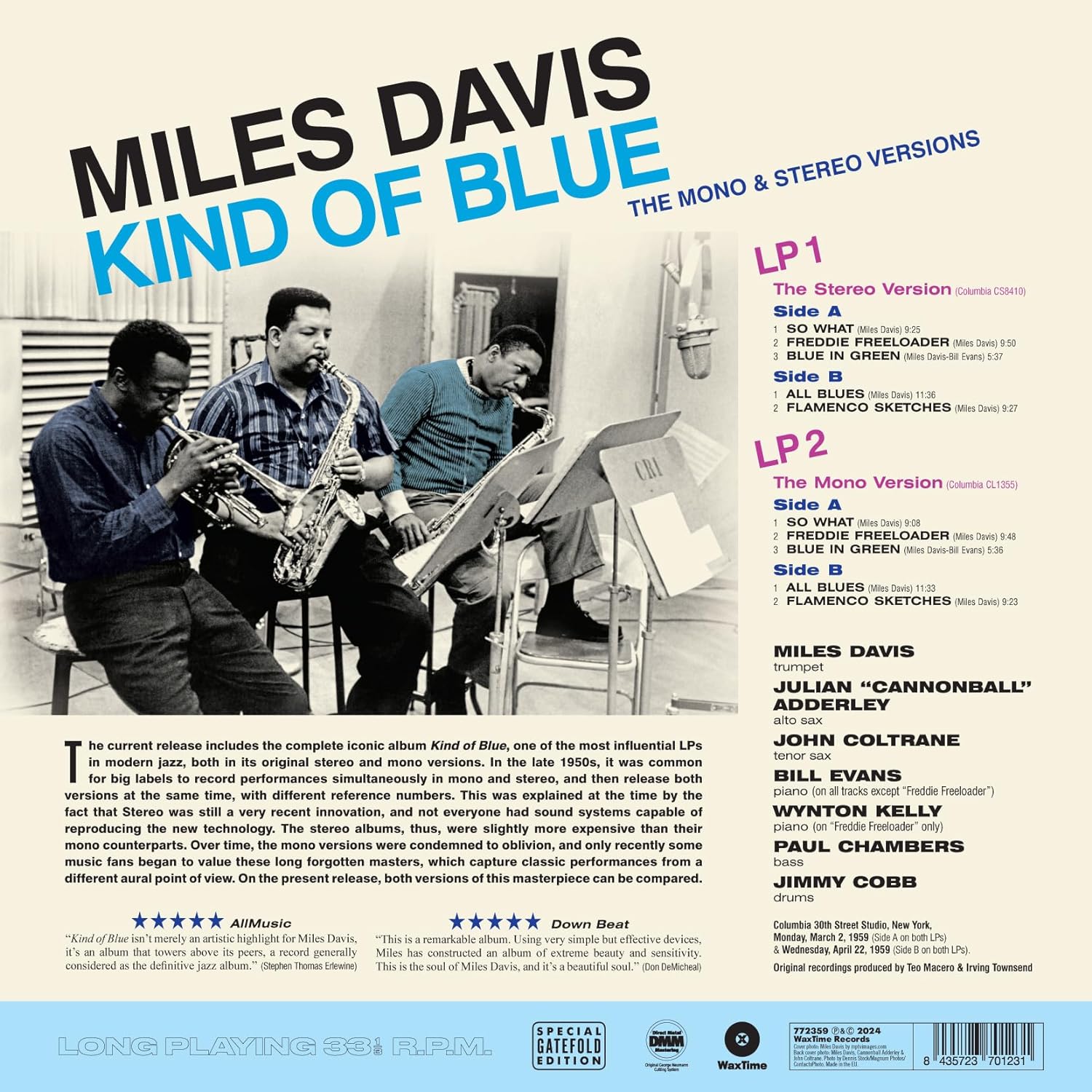 Davis Miles Kind Of Blue (The Mono & Stereo Versions) (180 Gr