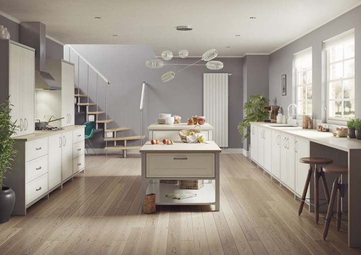 Hand Painted Kitchen Door in Painted Oak Porcelain & Light Grey Hand Painted Kitchen Door in Painted Oak Porcelain & Light Grey