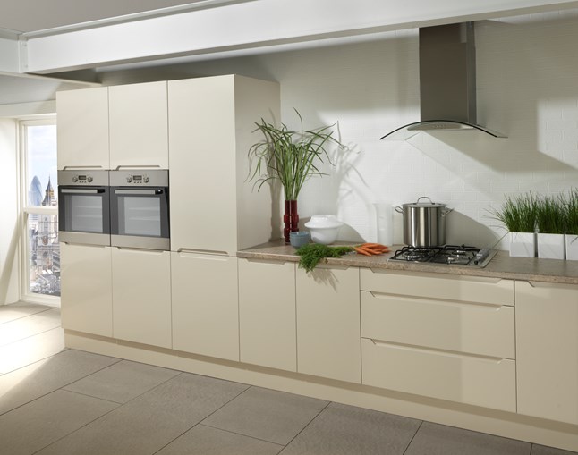 Handleless Kitchen Door in High Gloss Sand Beige - 2 Handleless Kitchen Door in High Gloss Sand Beige - 2
